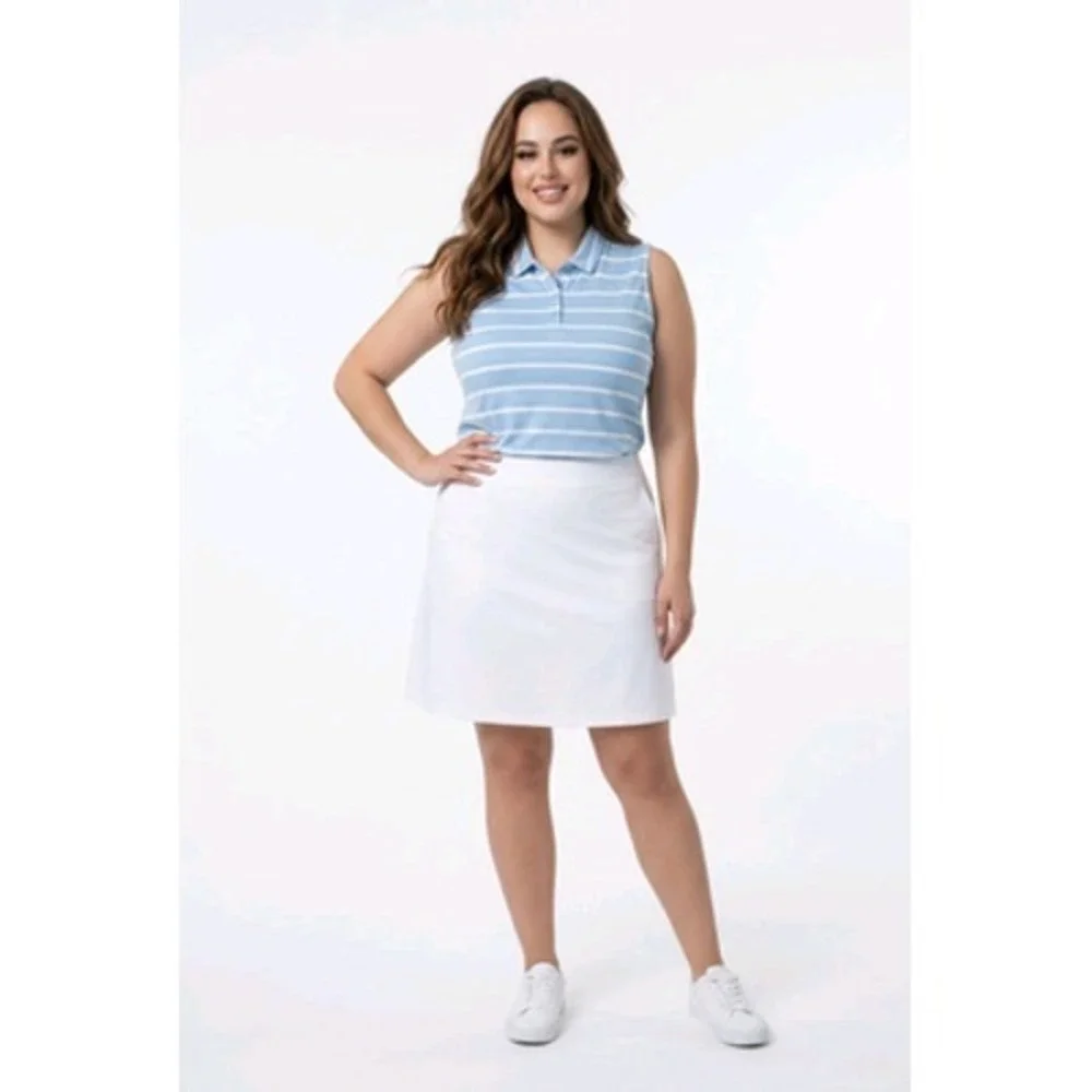 Nike Dry Polo Shirt Women XXL Blue Stripe Sleeveless Golf Performance Athletic